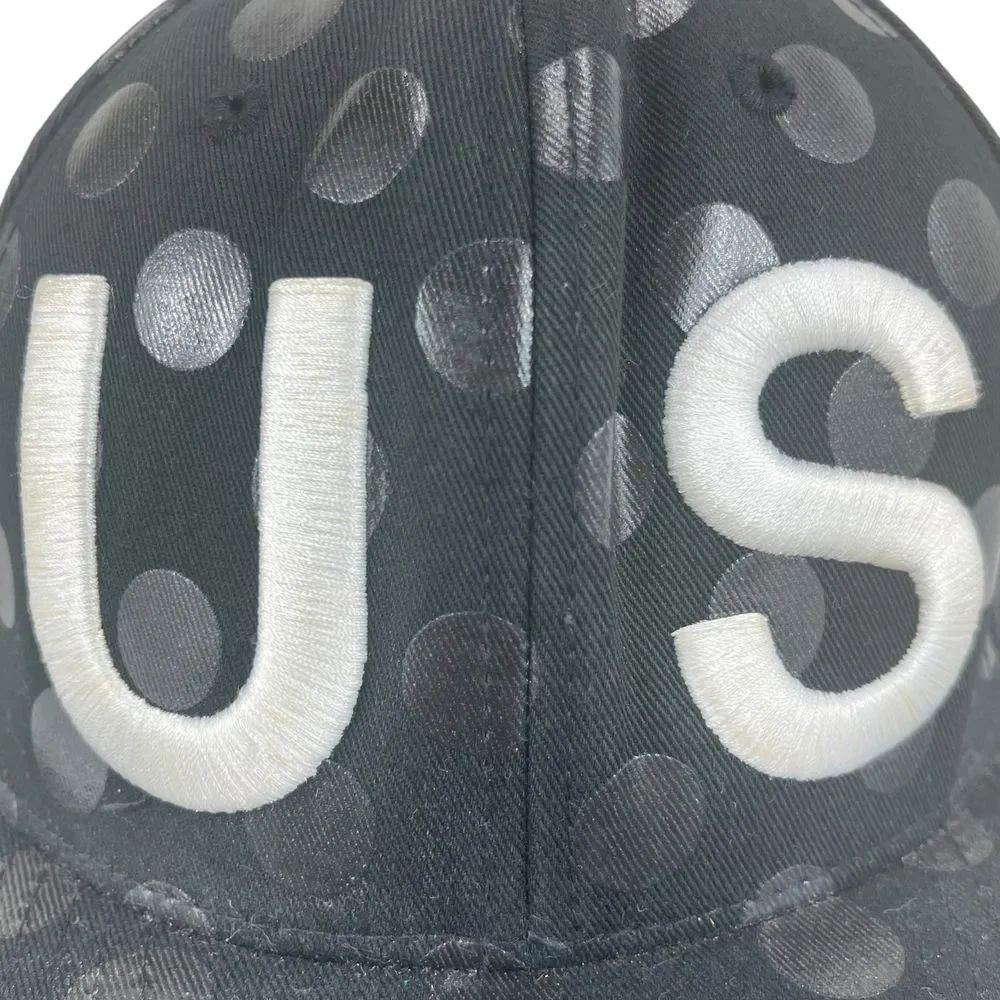 Stussy Unisex Black‎ Polkadot Embroidered Spellout Snapback Flat Bill Hat